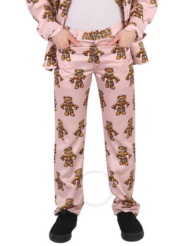 Men s Straight Pants Moschino Pink Allover Robot Bear Print Brand Size 46 Waist 30 - MOSCHINO - BALAAN 1