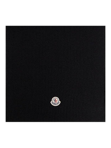 Moncler logo patch detail ribbed knit scarf - MONCLER - BALAAN 1