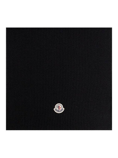 Moncler logo patch detail ribbed knit scarf - MONCLER - BALAAN 1