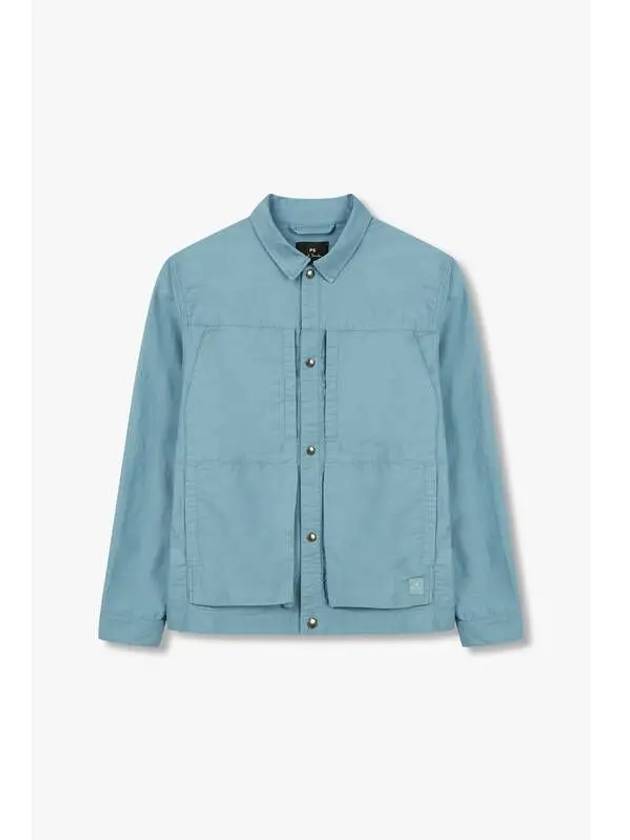 PS Patch Pocket Cotton Overshirt Blue - PAUL SMITH - BALAAN 1