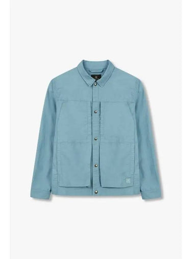 PS Patch Pocket Cotton Overshirt Blue - PAUL SMITH - BALAAN 1