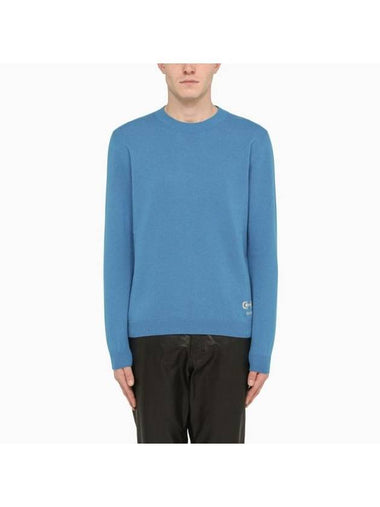 Men's Horsebit Crew Neck Cashmere Knit Top Blue - GUCCI - BALAAN 1