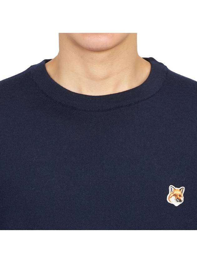 Fox Head Patch Regular Round Neck Pullover Knit Top Navy - MAISON KITSUNE - BALAAN 7