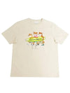 Surfing Foxes Logo Print Short Sleeve T-Shirt Beige - MAISON KITSUNE - BALAAN 2