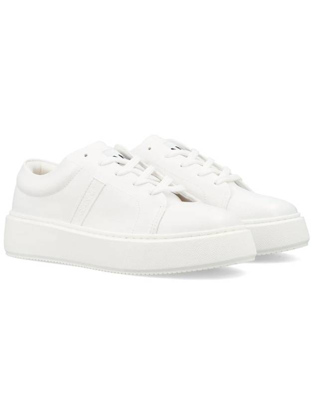 Logo Leather Low-Top Sneakers White - GANNI - BALAAN 3