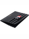 Pebble Grain Leather Stripe Note Compartment Card Wallet Black - THOM BROWNE - BALAAN 5