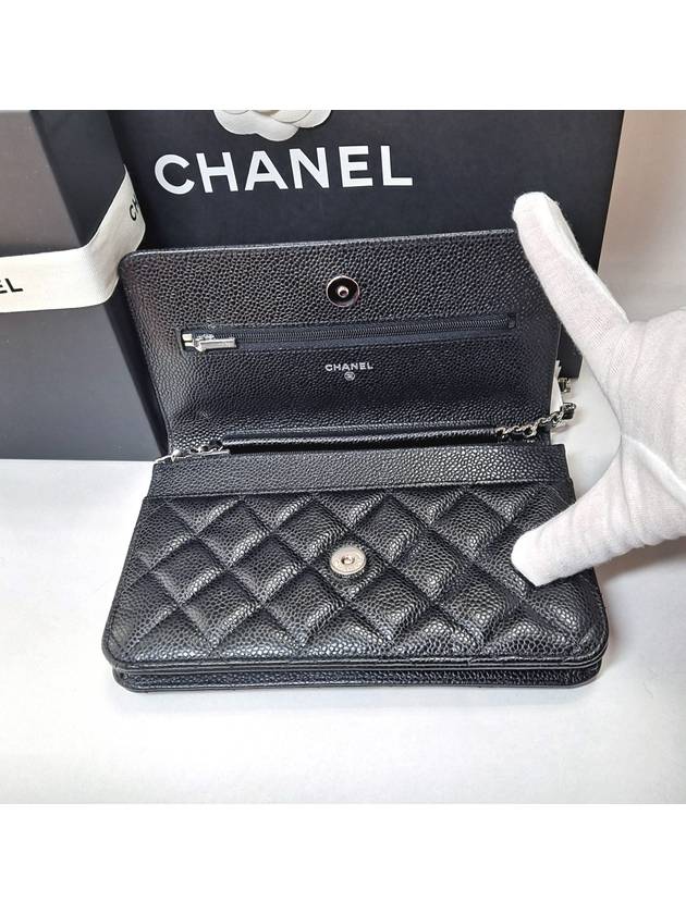 Classic Crossbag On Chain Grained Calfskin & Silver Black - CHANEL - BALAAN 8