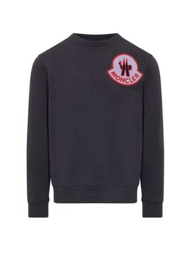 Genius chest logo patch crew neck sweatshirt navy men 197009 - MONCLER - BALAAN 1