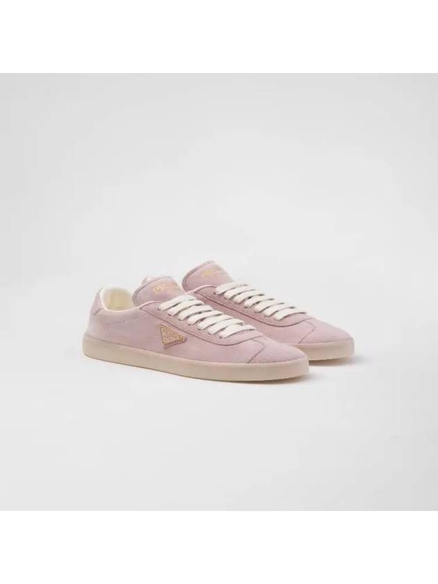 Suede Low Top Sneakers Alabaster Pink - PRADA - BALAAN 1