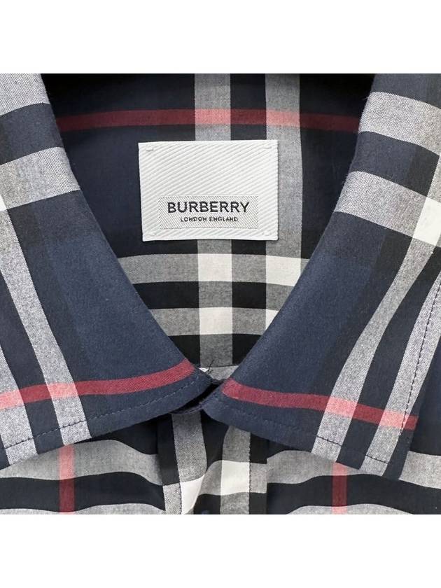 Men's Vintage Check Long Sleeve Shirt Navy - BURBERRY - BALAAN 5