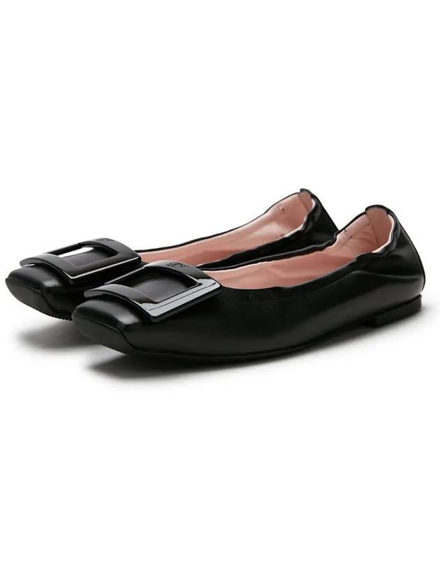 Viv Pocket Lacquered Buckle Leather Ballerina Black - ROGER VIVIER - BALAAN 4