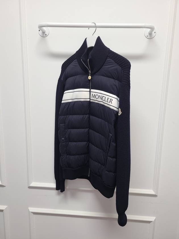 Black white lining logo knit padded zip up L - MONCLER - BALAAN 3