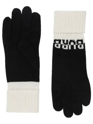 Logo Two-Tone Cashmere Gloves White Black - BURBERRY - BALAAN 1