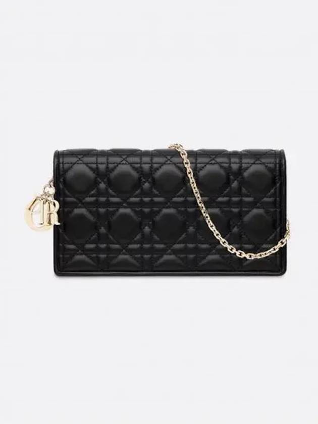 Lady Cannage Lambskin Chain Pouch Bag Black - DIOR - BALAAN 2