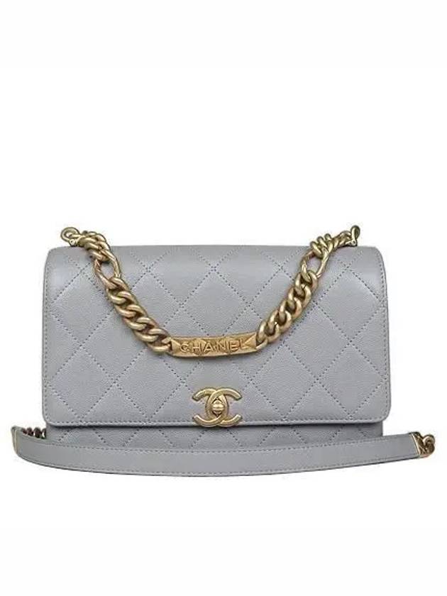 AS2764 COCO Vintage Gold Plated Gray Caviar Quilted Chain Cross Bag - CHANEL - BALAAN 2