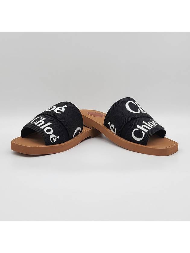 Woody Logo Flat Mule Slippers Black - CHLOE - BALAAN 6