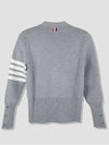 Milano Stitch 4 Bar Classic V Neck Fine Merino Wool Cardigan Grey - THOM BROWNE - BALAAN 4