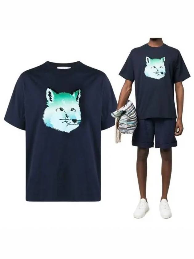 Vibrant Fox Head Easy Short Sleeve T-Shirt Navy - MAISON KITSUNE - BALAAN 2