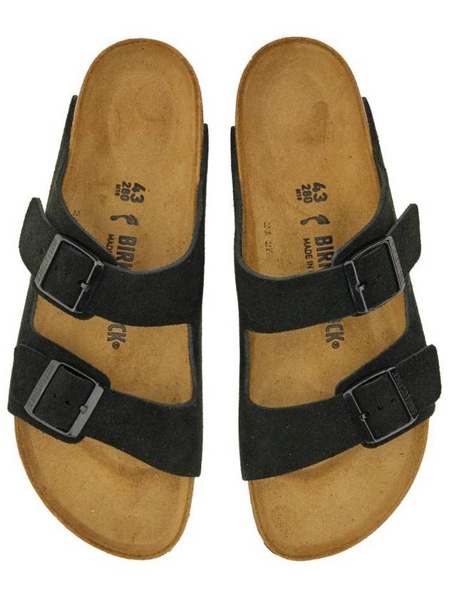 Arizona Suede Leather Slippers Black - BIRKENSTOCK - BALAAN 7