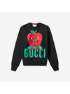 Apple Print Sweatshirt Black - GUCCI - BALAAN 1