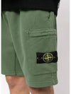 Brushed Cotton Fleece Bermuda Cargo Shorts Olive - STONE ISLAND - BALAAN 4