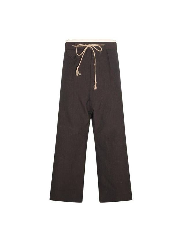 Contrast Waist Detail Wool Straight Pants Brown - MAISON MARGIELA - BALAAN 1