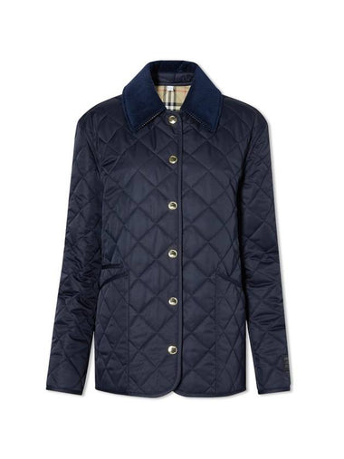 Corduroy Diamond Quilted Jacket Blue - BURBERRY - BALAAN 1