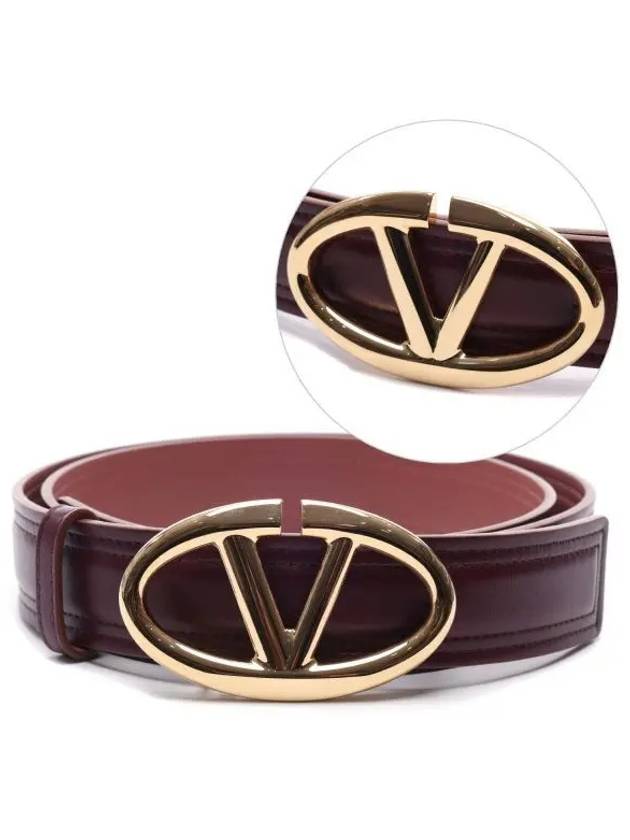 V Logo Reversible Signature Leather Belt Red - VALENTINO - BALAAN 2