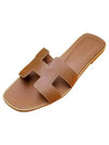 Oran Calfskin Slippers Gold Piqures Ecrues - HERMES - BALAAN 2