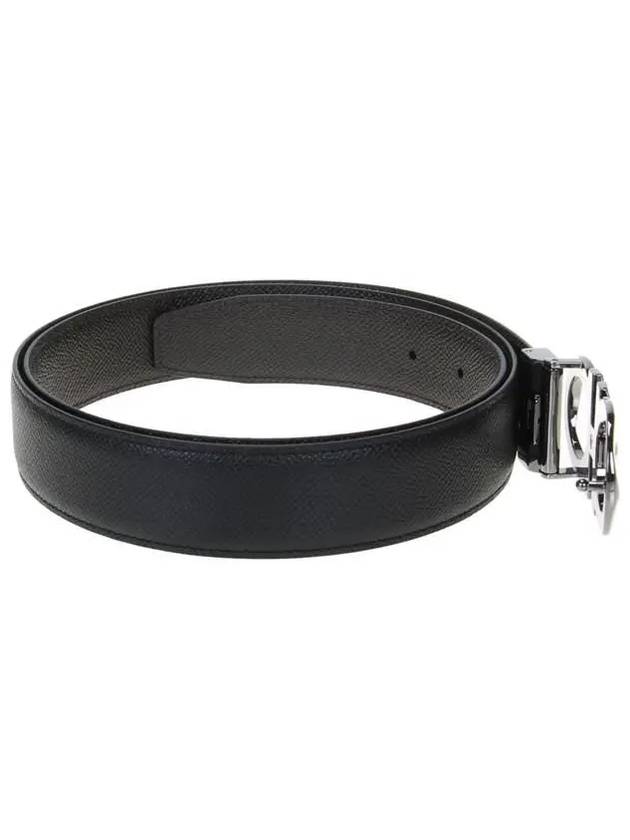 Silver Gancini Reversible Leather Belt Black - SALVATORE FERRAGAMO - BALAAN 4