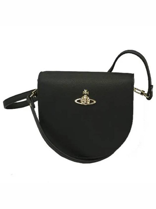 Women's Gold Logo Cross Saddle Bag Black - VIVIENNE WESTWOOD - BALAAN 2