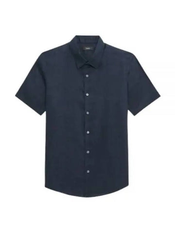 24 Irving Short Sleeve Shirt in Relaxed Linen N0373502 - THEORY - BALAAN 1