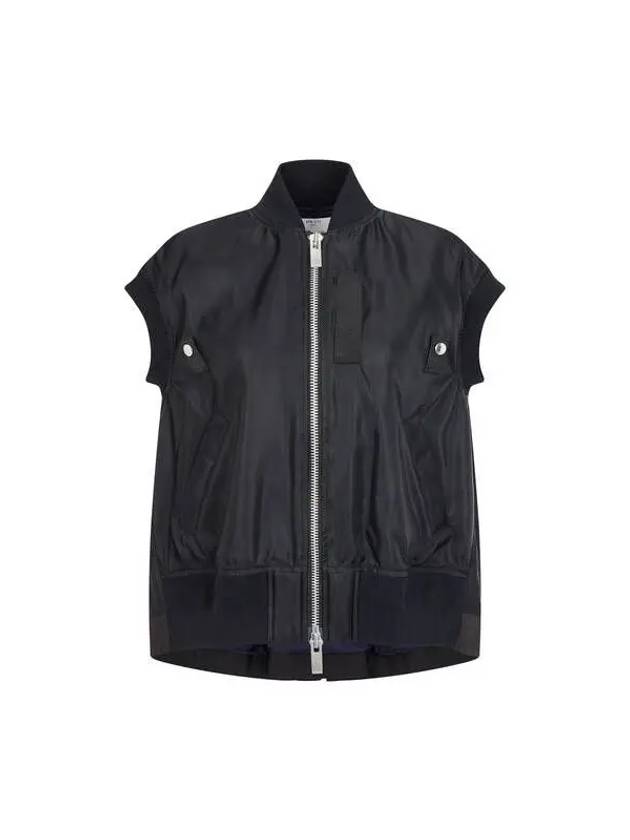 Women s Back Pleated Nylon Twill Vest Black - SACAI - BALAAN 1