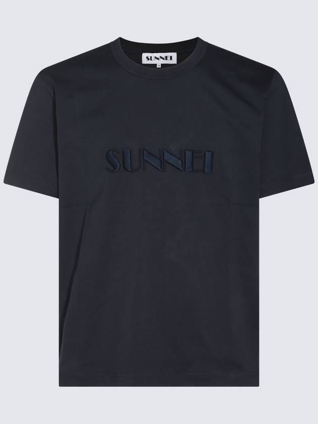 Sunnei Dark Blue Cotton T-Shirt - SUNNEI - BALAAN 1