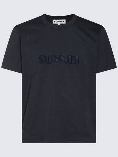 Sunnei Dark Blue Cotton T-Shirt - SUNNEI - BALAAN 1