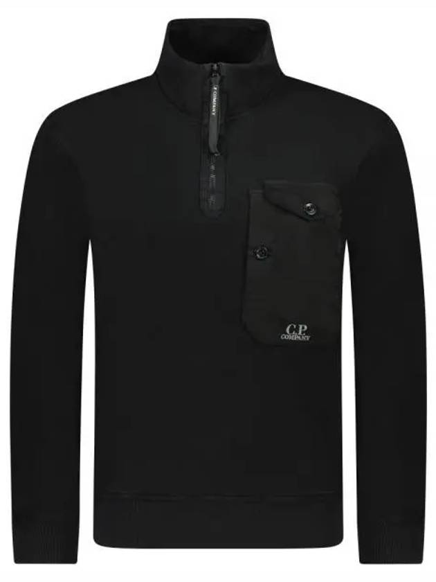 Cotton Fleece Mixed Zipped Sweatshirt Black - CP COMPANY - BALAAN 2