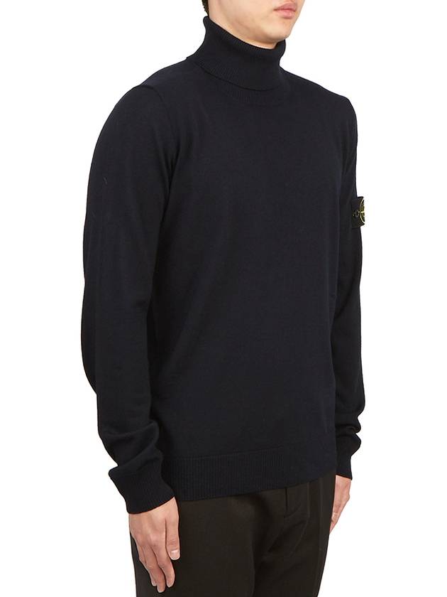 Wappen Patch Virgin Wool Turtleneck Navy - STONE ISLAND - BALAAN 4