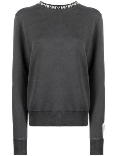 Crystal Decorated Crew Neck Sweatshirt Grey - GOLDEN GOOSE - BALAAN 1