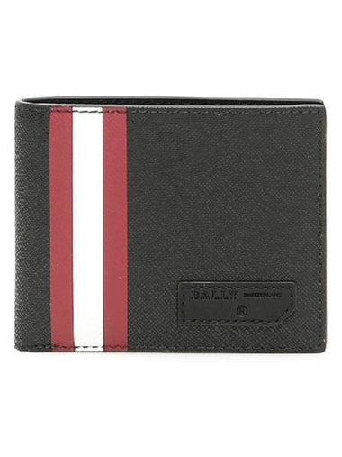 Men's Striped Logo Patch Half Wallet Black - BALLY - BALAAN 1