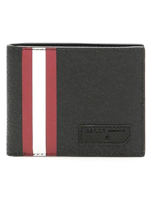 Men's Striped Logo Patch Bicycle Wallet Black - BALLY - BALAAN.