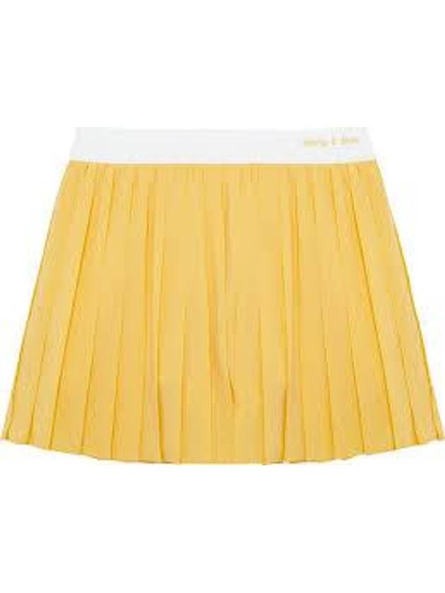 Women's Classic Logo Pleated Skirt Yellow - SPORTY & RICH - BALAAN 2