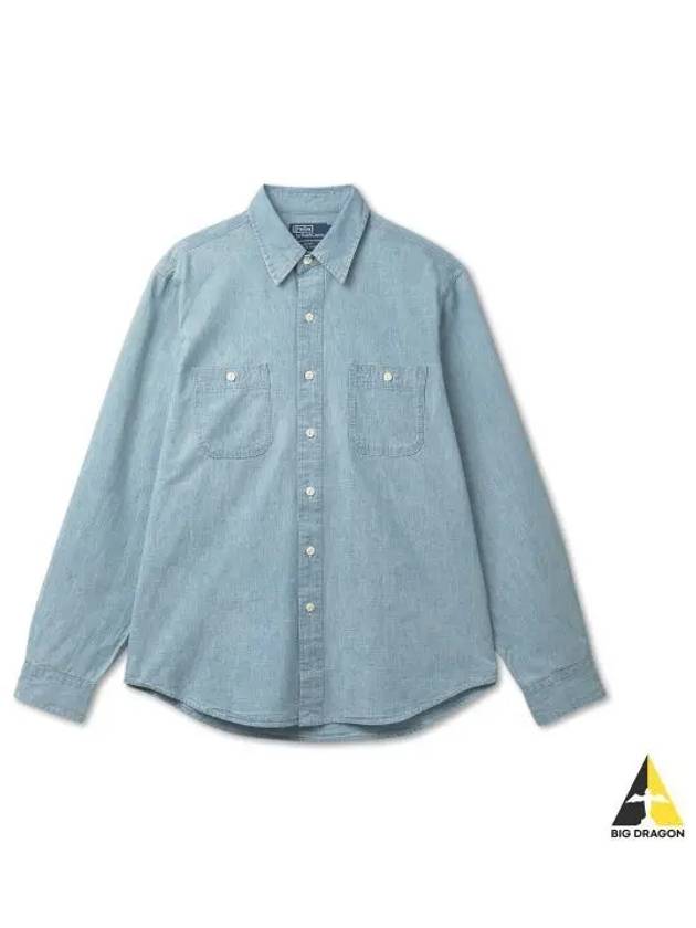 YACHT CLUB Chambray Long Sleeve Shirt Blue - POLO RALPH LAUREN - BALAAN 1