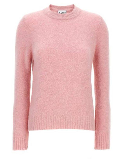 Brush Alpaca O Neck Knit Top Pink - GANNI - BALAAN 2