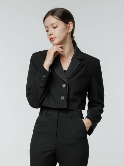 Colin Wool Basic Two Button Crop Jacket Black - RAMUSTUDIO - BALAAN 2