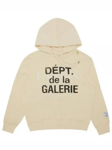 Gallery Department Logo Embroidered Bookle Hooded T shirt Apricot Men s Hoodie 236716 - LANVIN - BALAAN 1