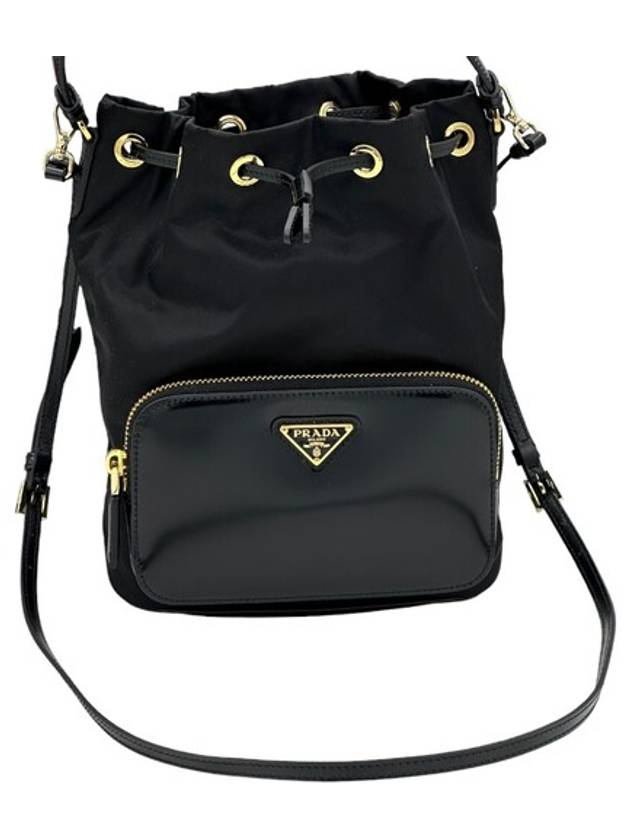 Triangle Logo Small Bucket Bag Black - PRADA - BALAAN 7