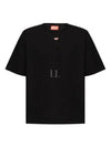 Embroidered D Patch Short Sleeve T-Shirt Black - DIESEL - BALAAN 2