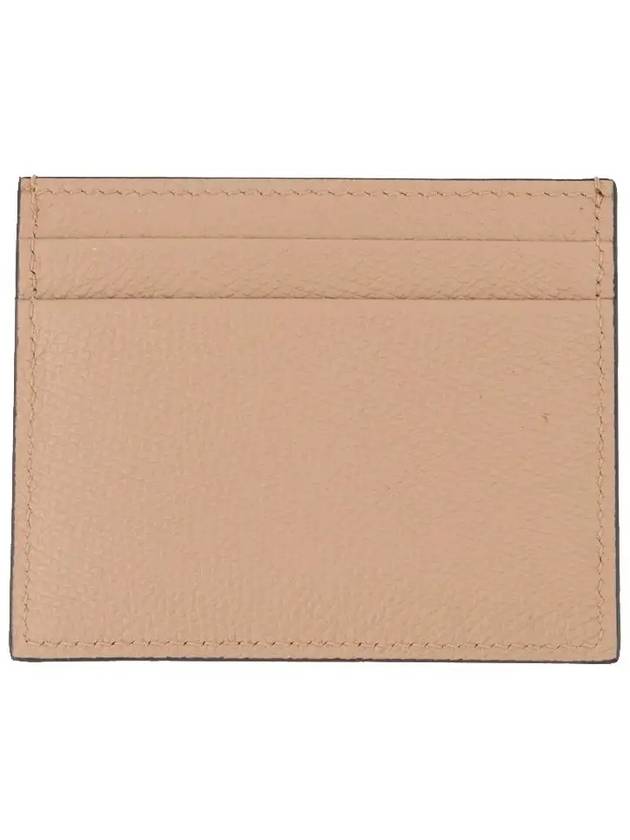 V Logo Signature Grainy Calfskin Card Wallet Pink - VALENTINO - BALAAN 4