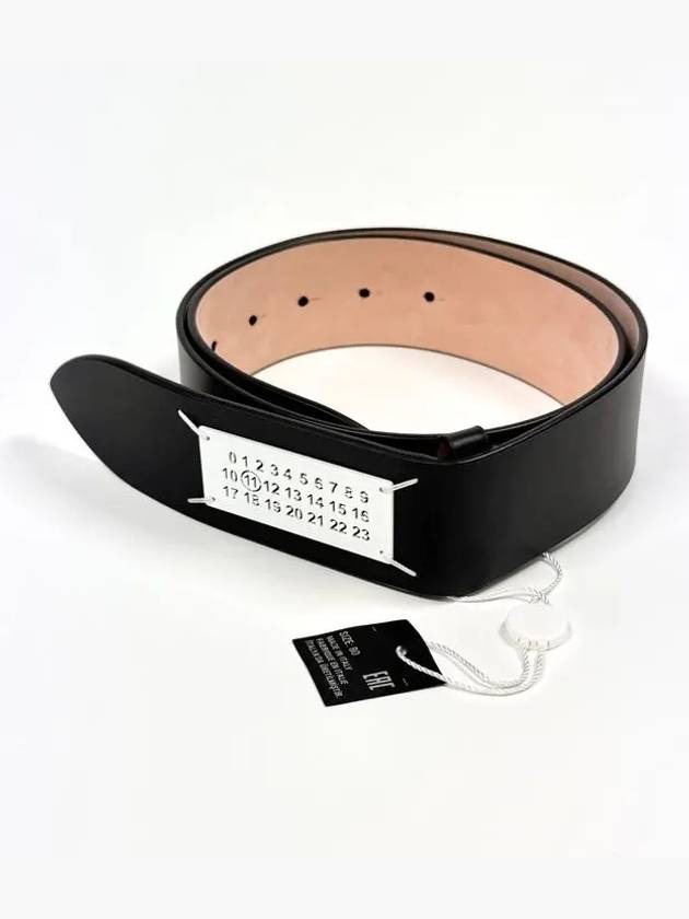 Number Logo Stitched Leather Belt Black - MAISON MARGIELA - BALAAN 3