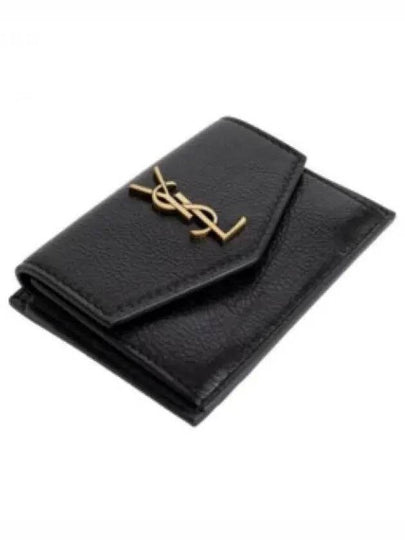 Logo Monogram Calfskin Card Wallet Black - SAINT LAURENT - BALAAN 2